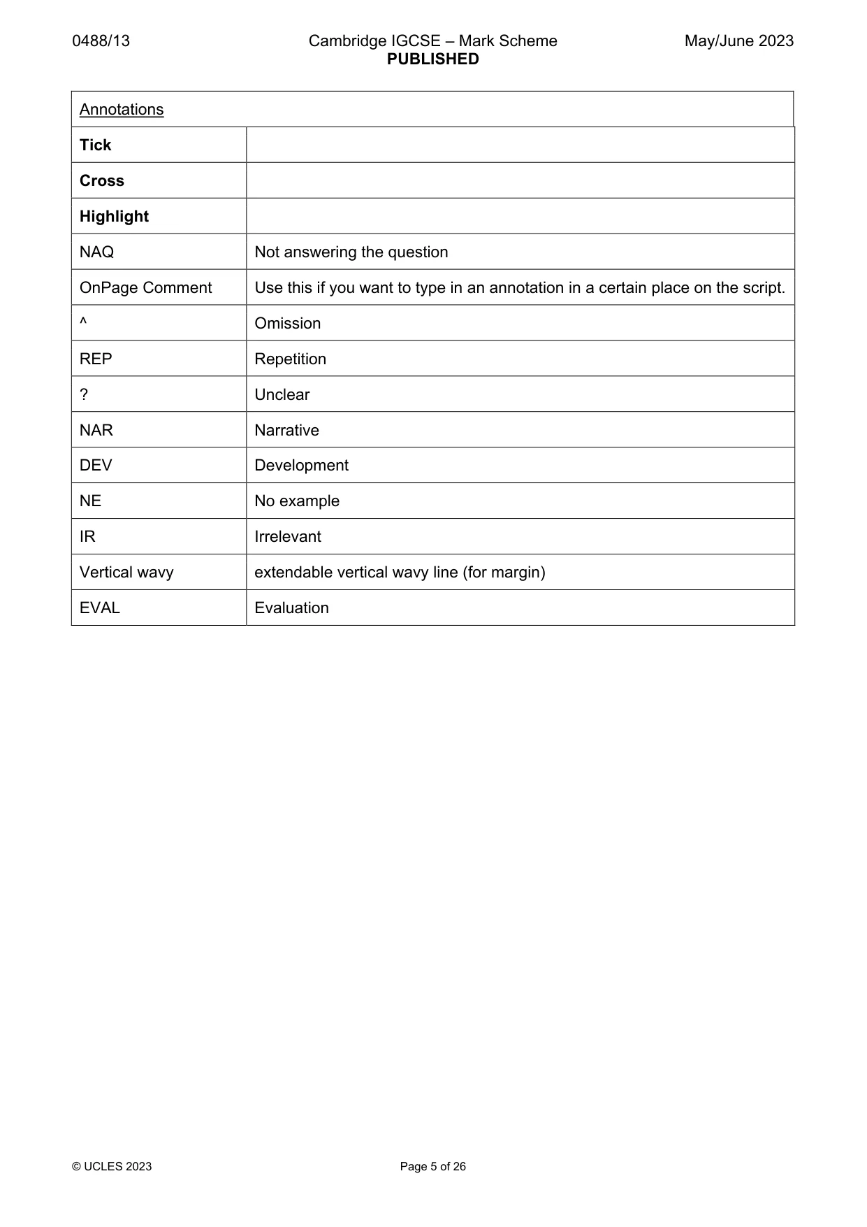 Mark scheme, page 5 of 26