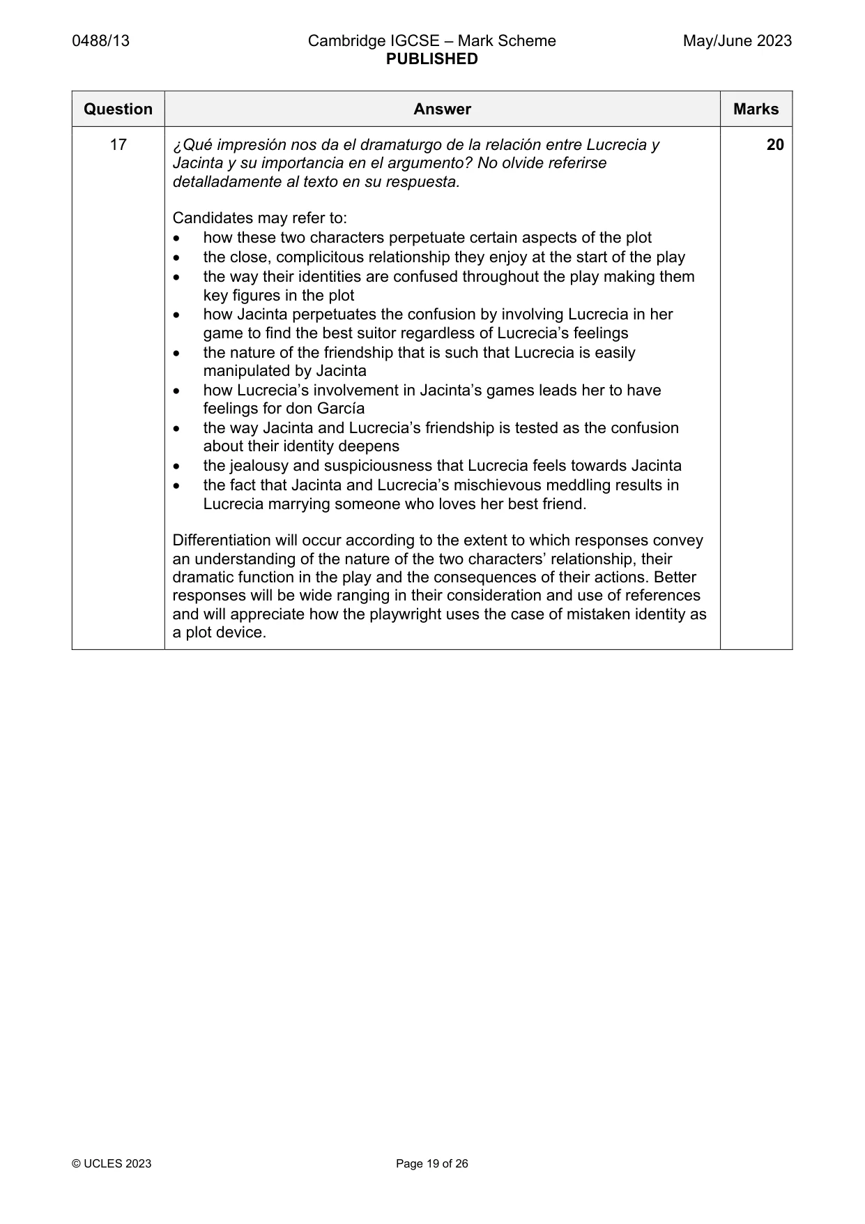 Mark scheme, page 19 of 26