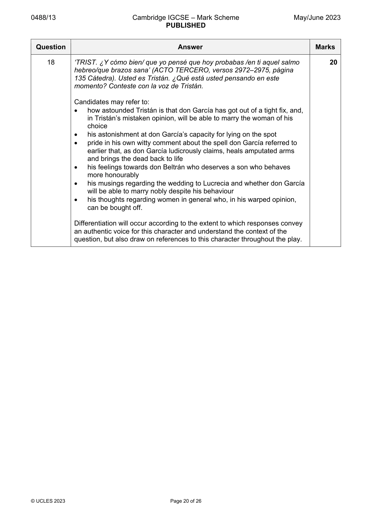 Mark scheme, page 20 of 26