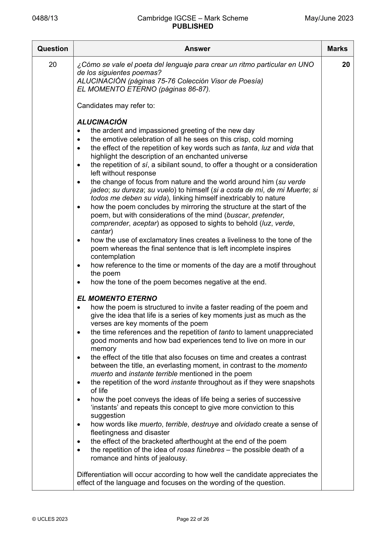 Mark scheme, page 22 of 26