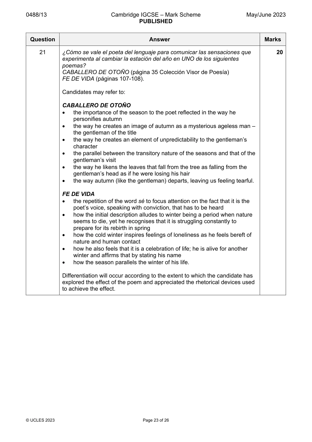 Mark scheme, page 23 of 26