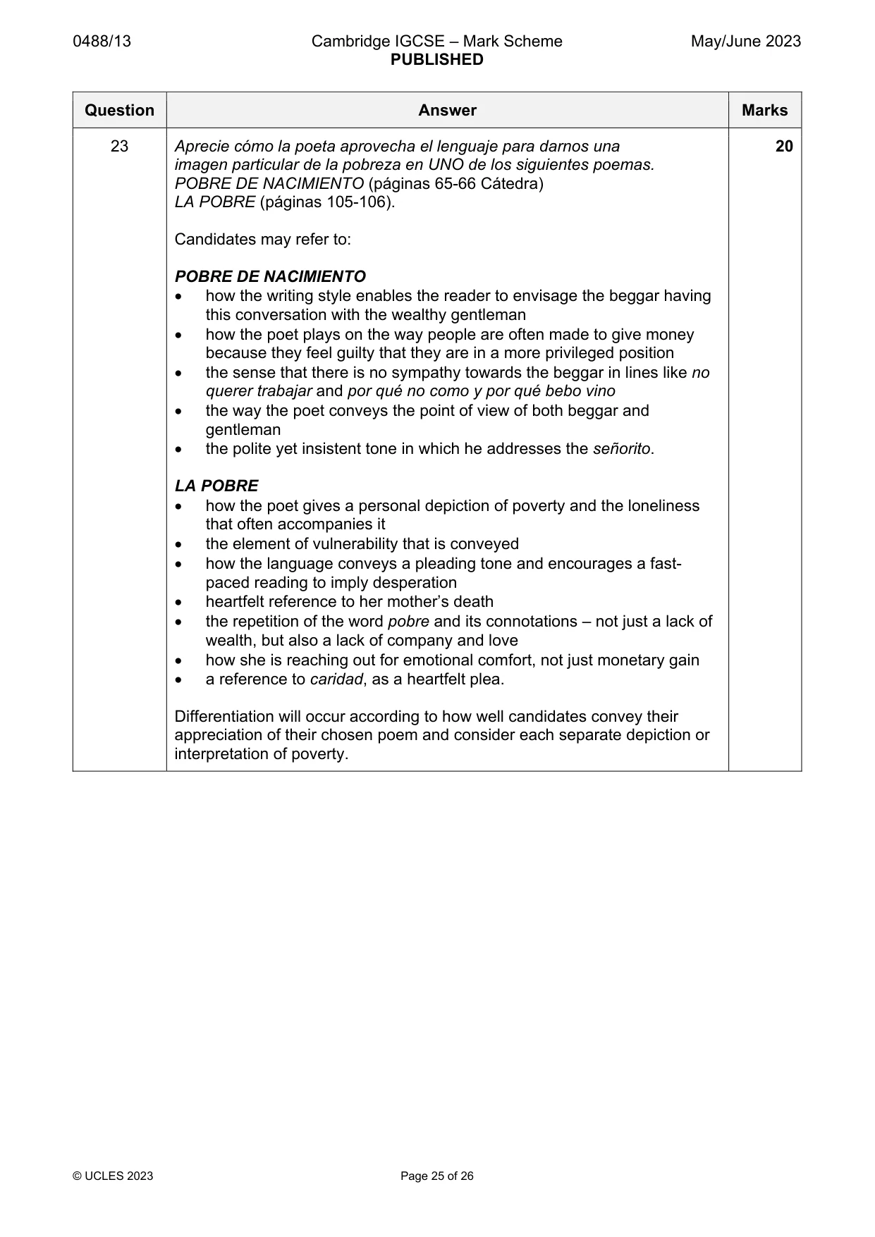 Mark scheme, page 25 of 26