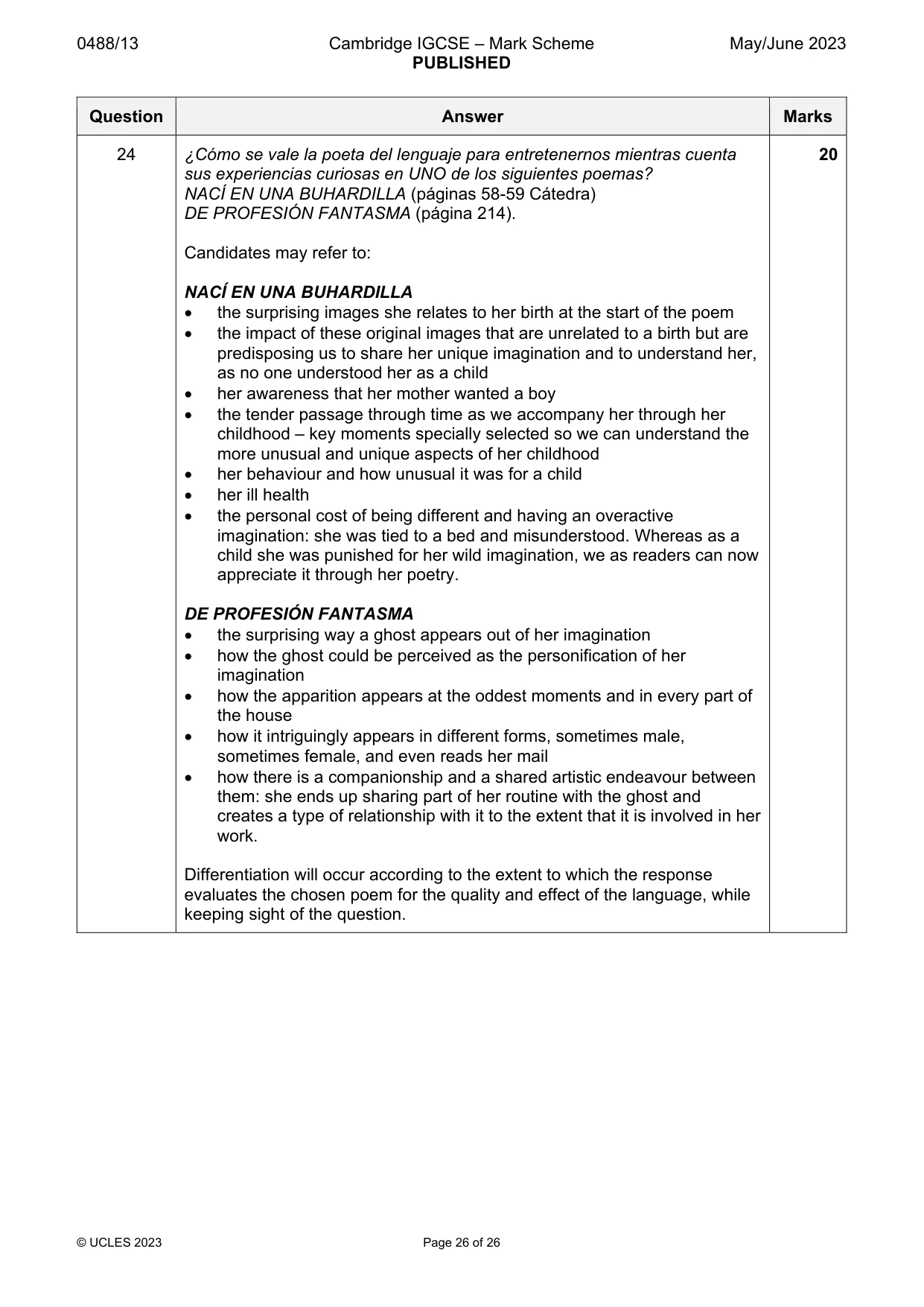Mark scheme, page 26 of 26