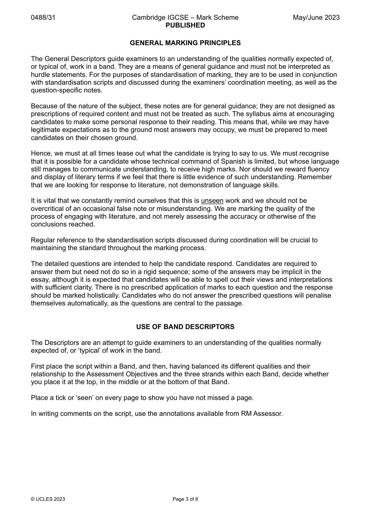 Mark scheme, page 3 of 8