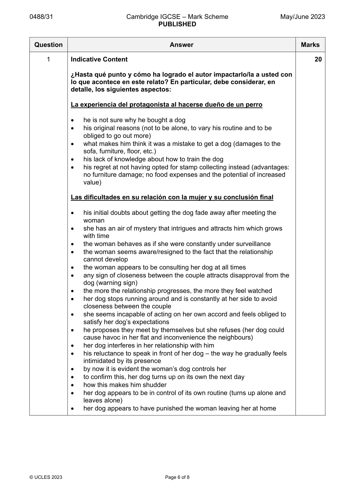 Mark scheme, page 6 of 8