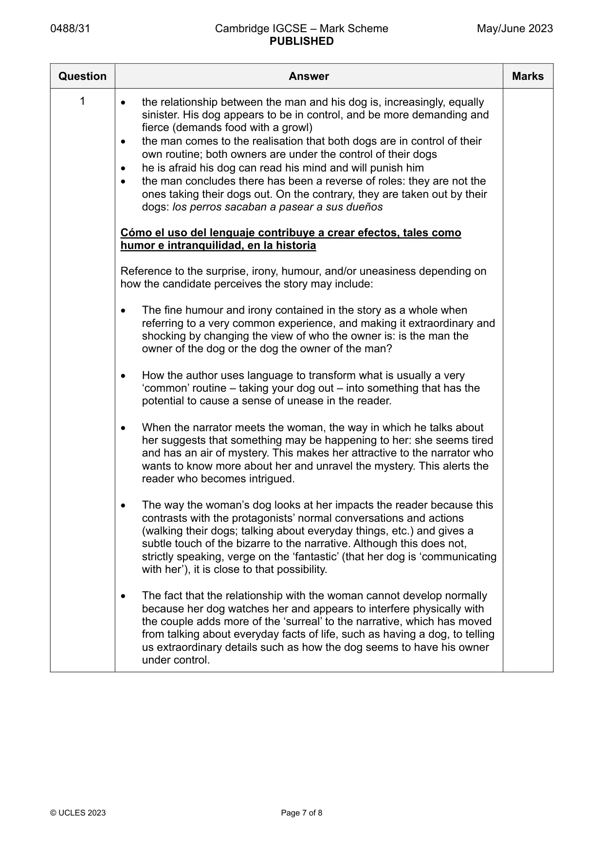 Mark scheme, page 7 of 8