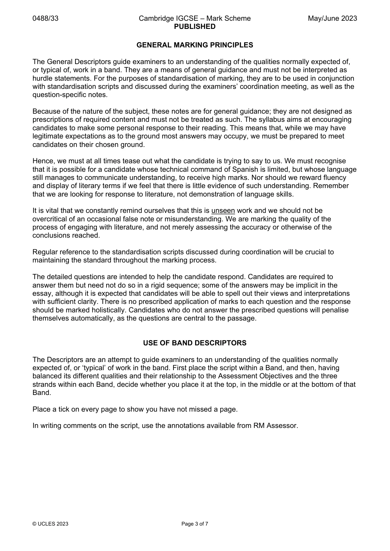 Mark scheme, page 3 of 7