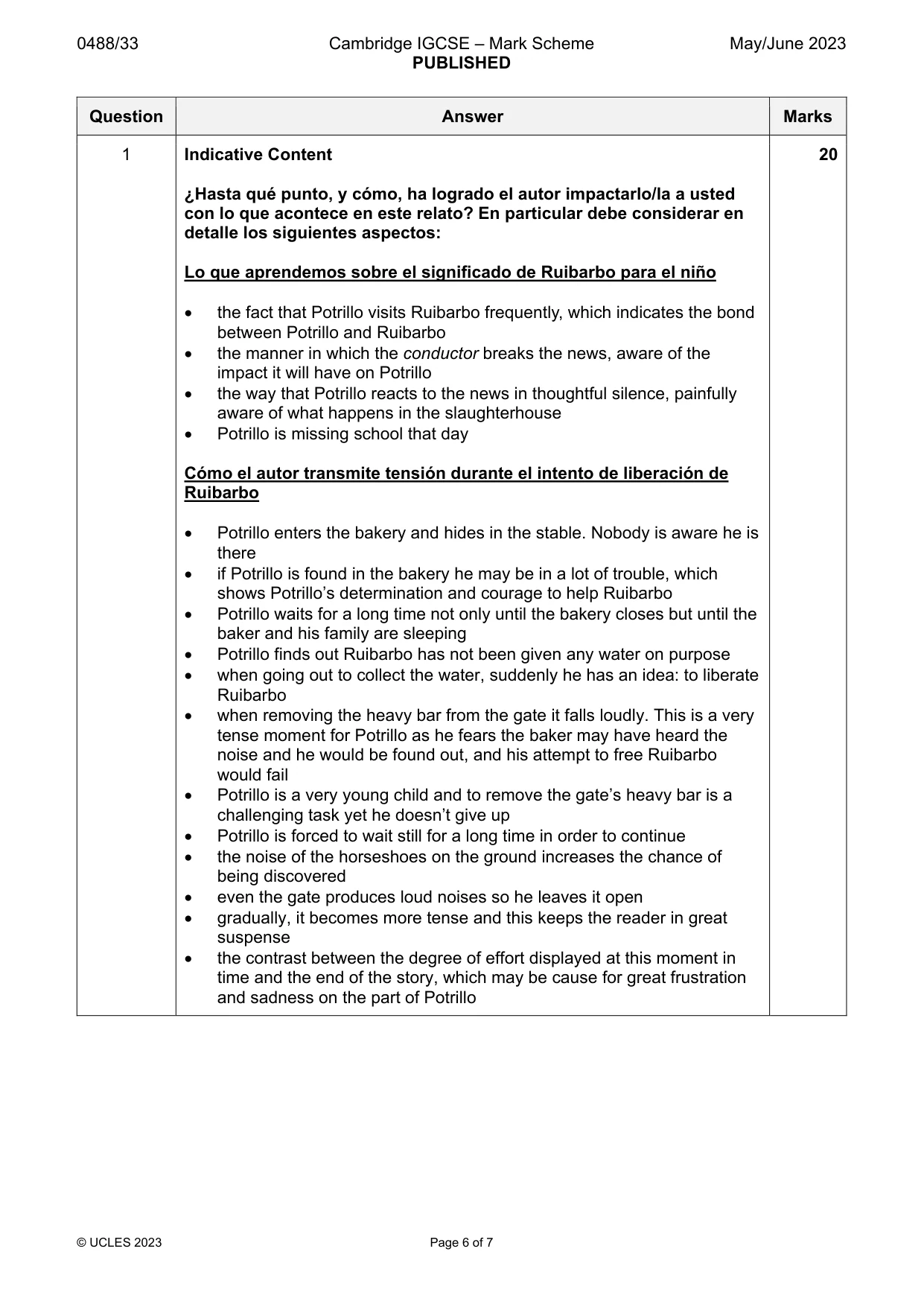 Mark scheme, page 6 of 7