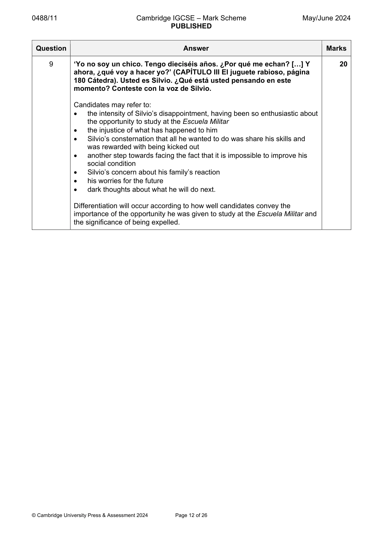 Mark scheme, page 12 of 26