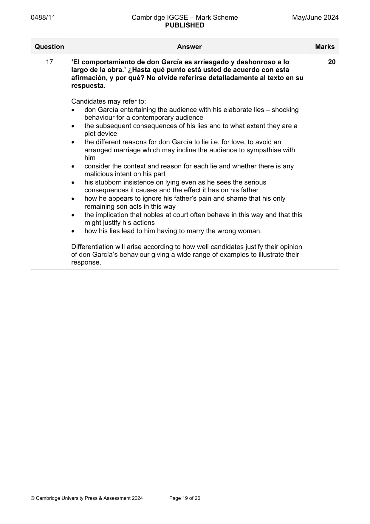 Mark scheme, page 19 of 26