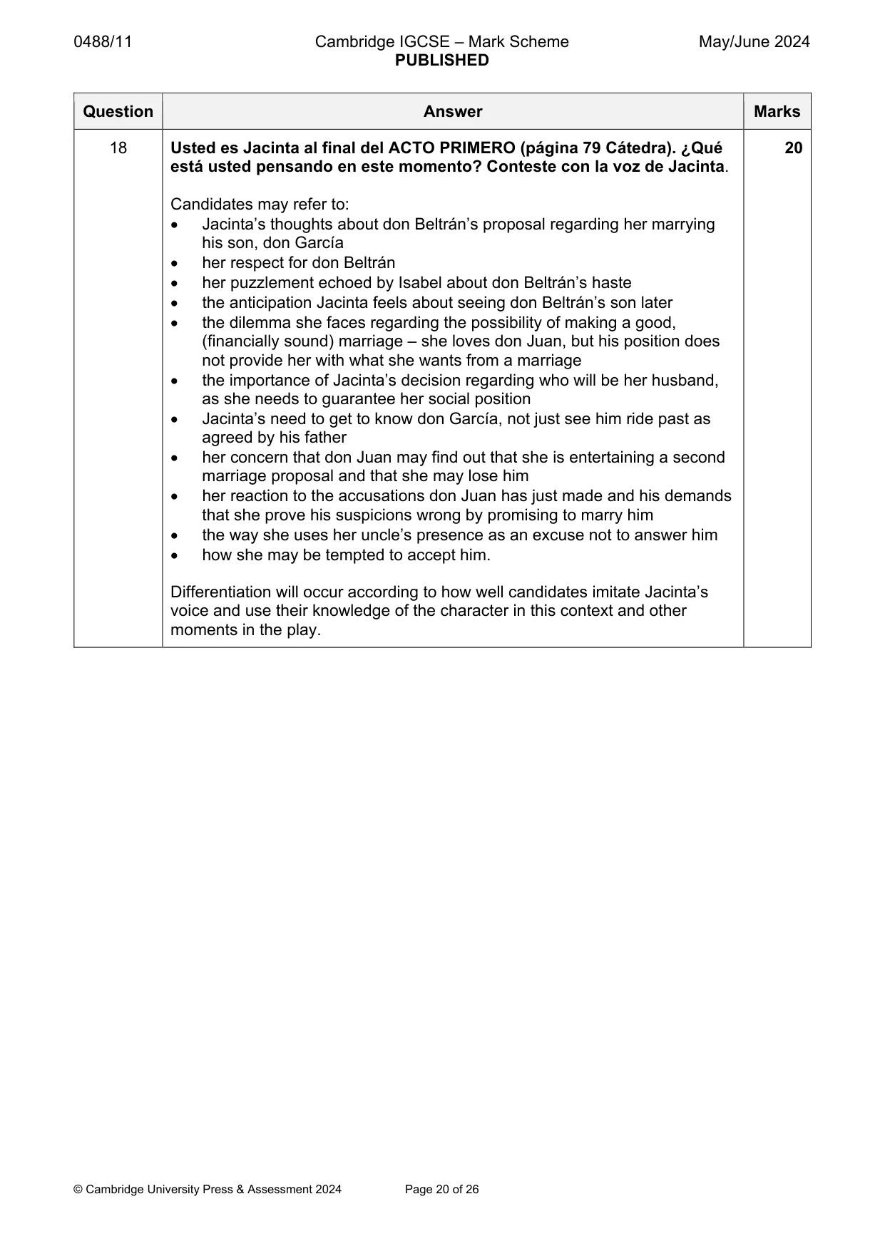 Mark scheme, page 20 of 26