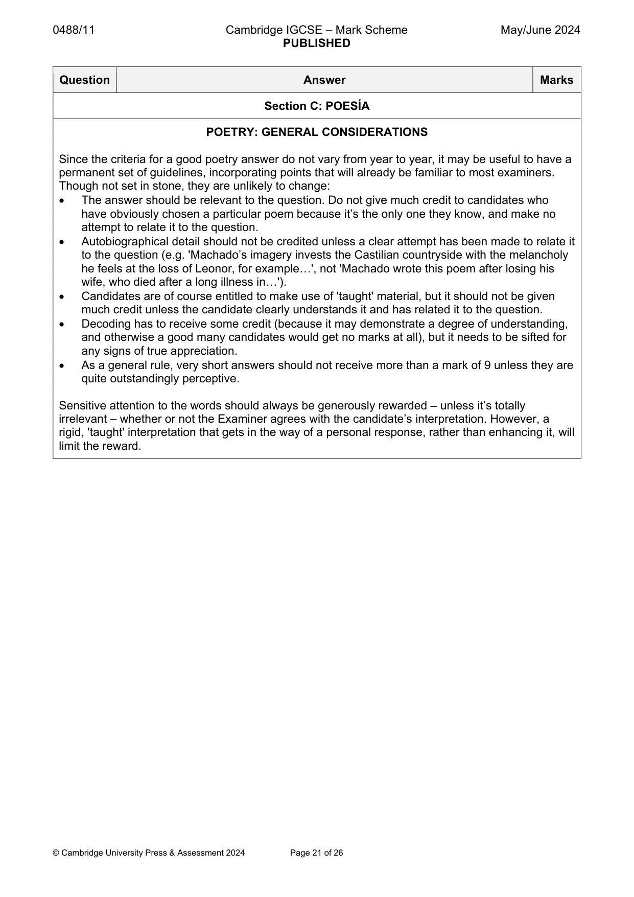 Mark scheme, page 21 of 26