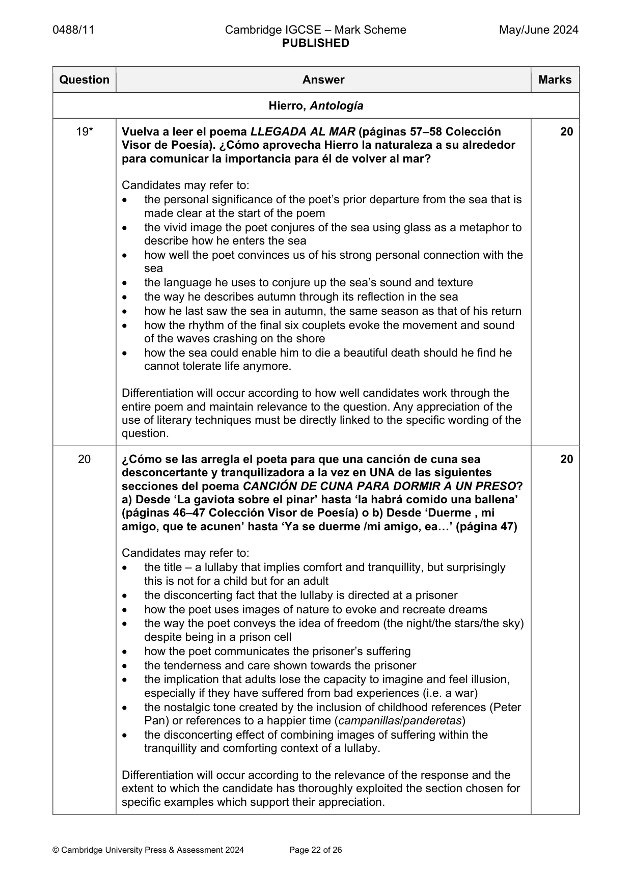 Mark scheme, page 22 of 26