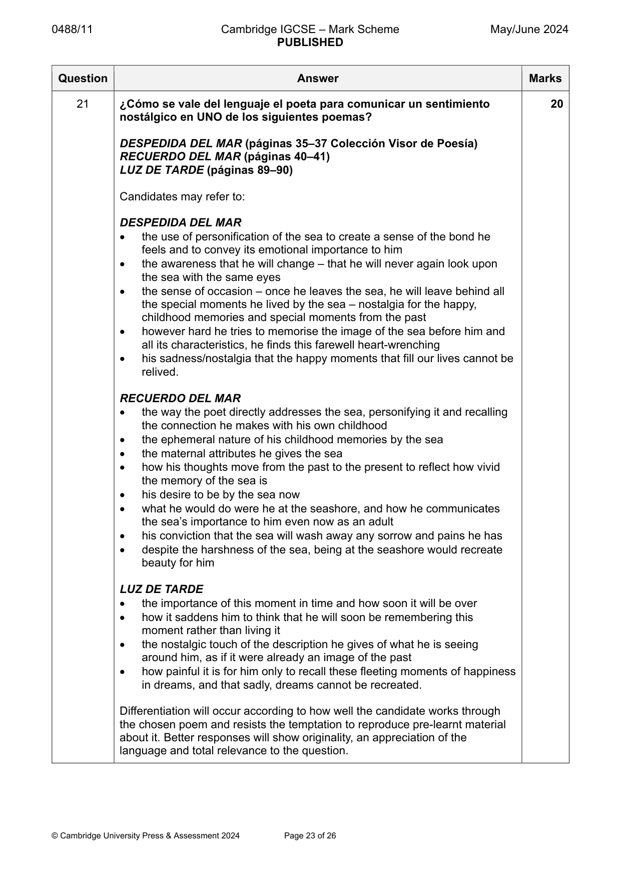 Mark scheme, page 23 of 26