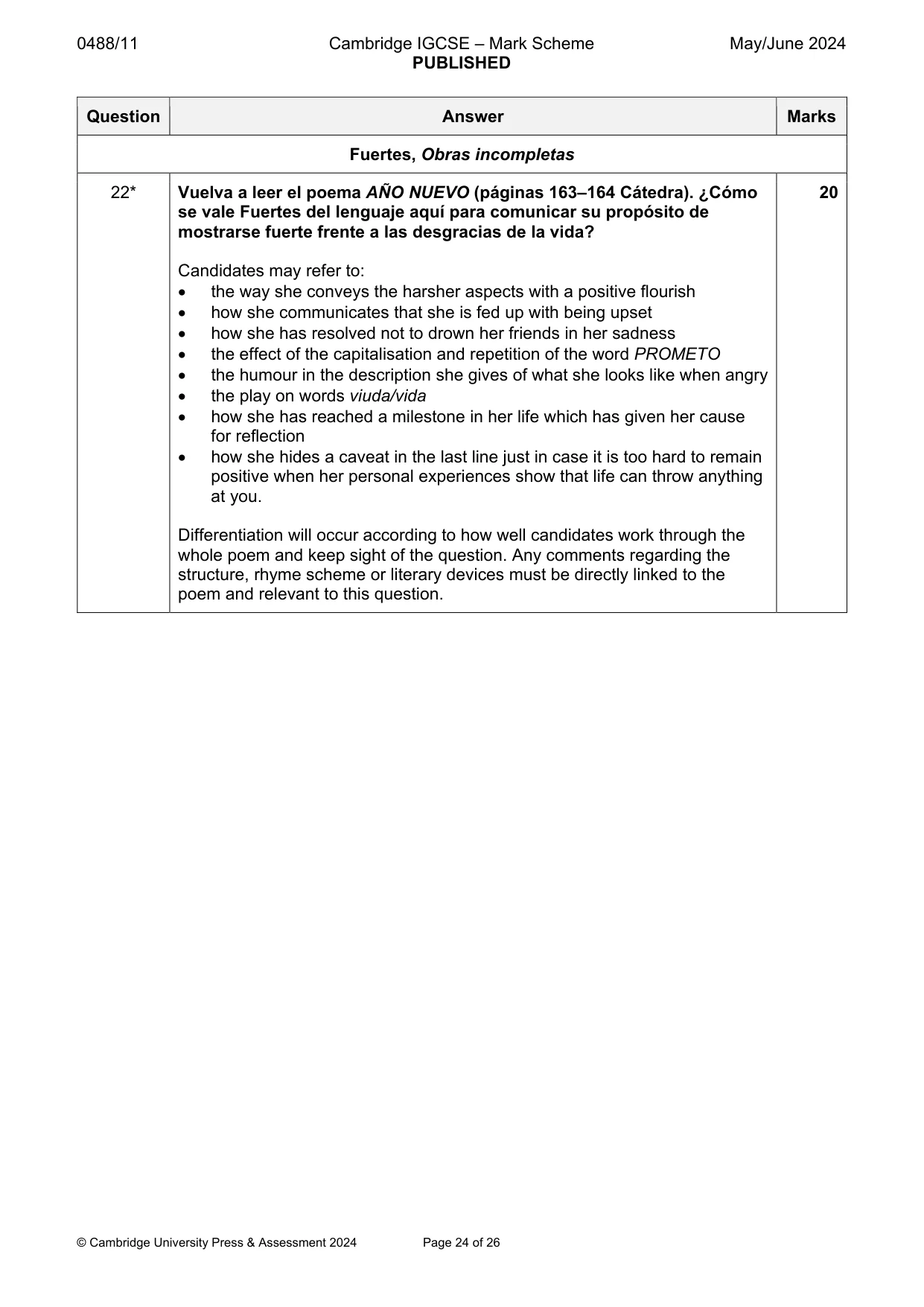 Mark scheme, page 24 of 26