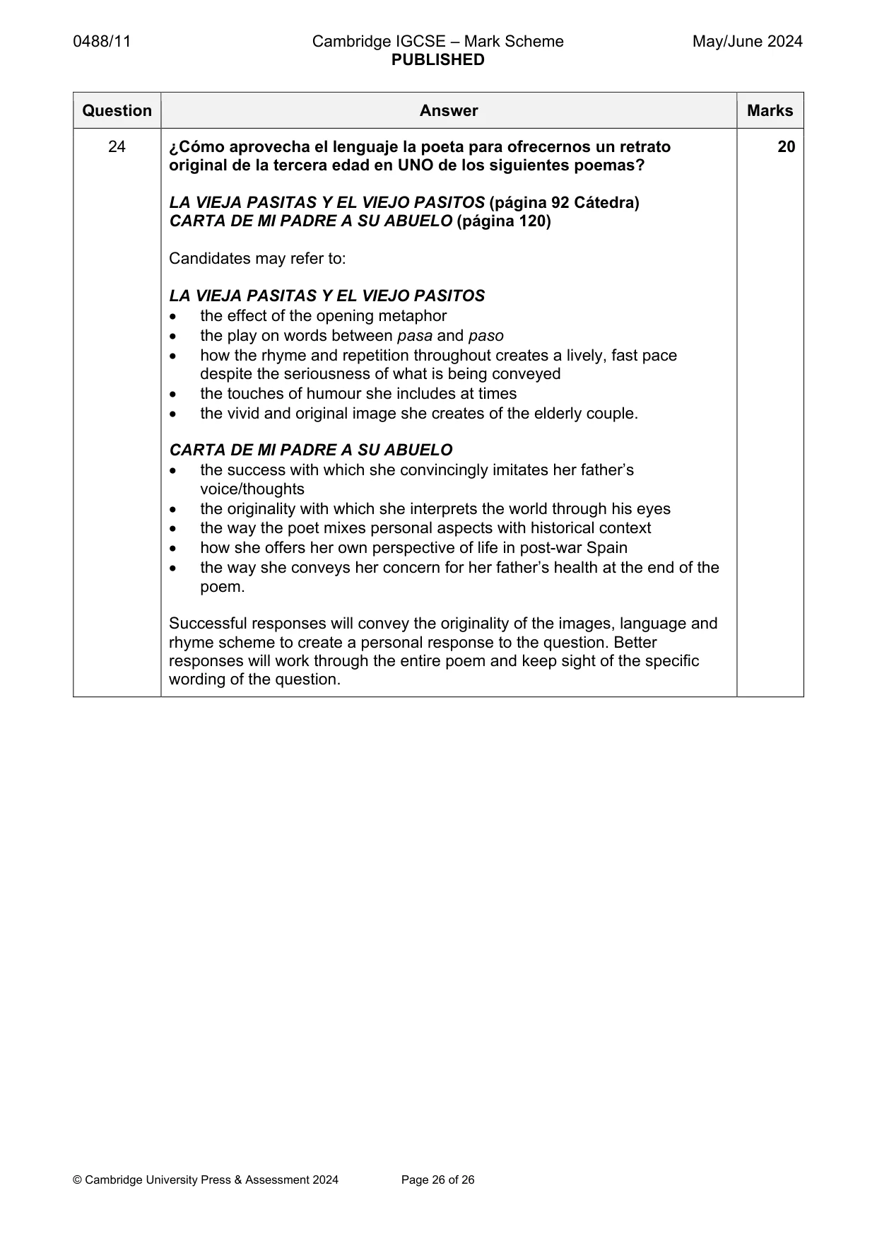 Mark scheme, page 26 of 26