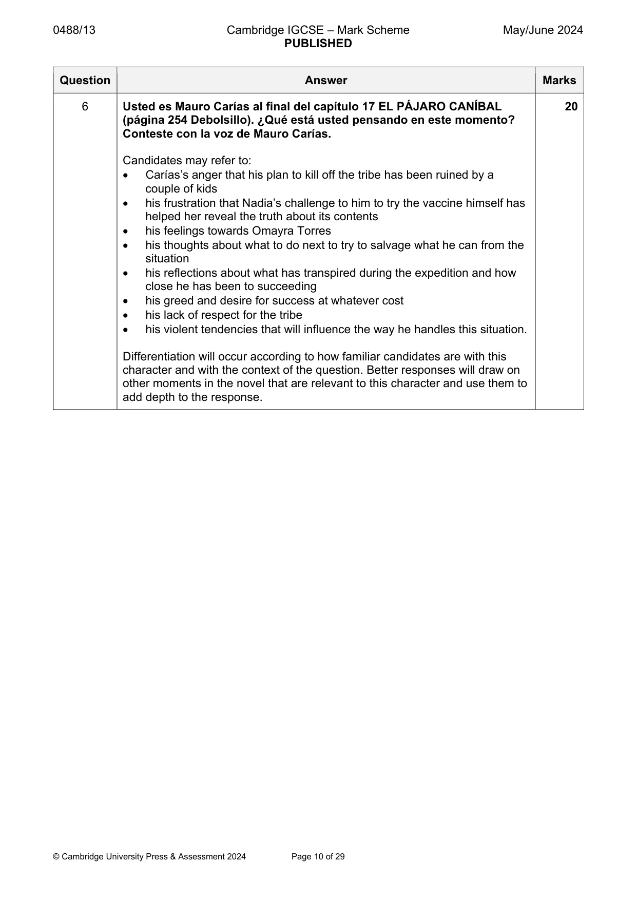Mark scheme, page 10 of 29