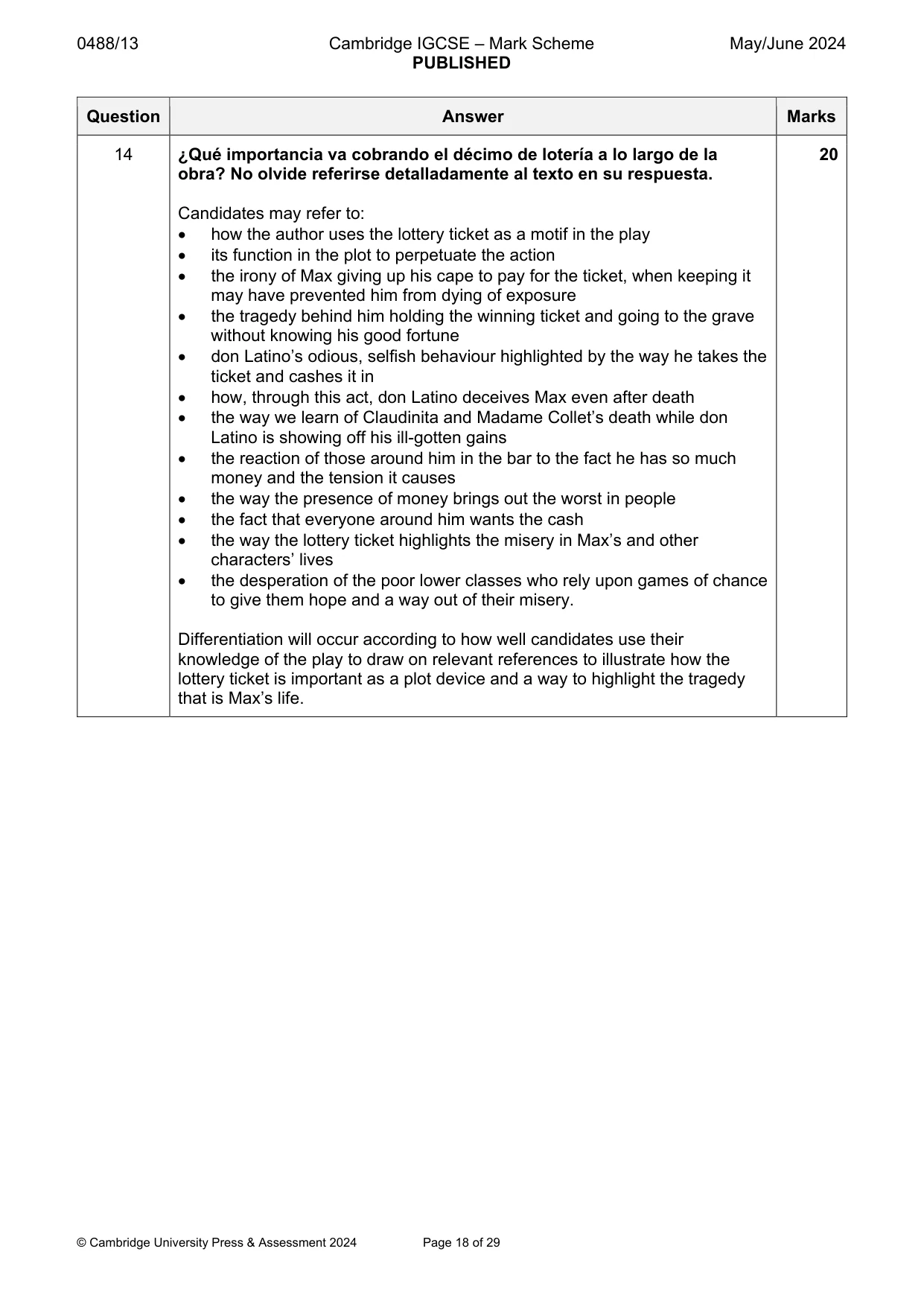 Mark scheme, page 18 of 29