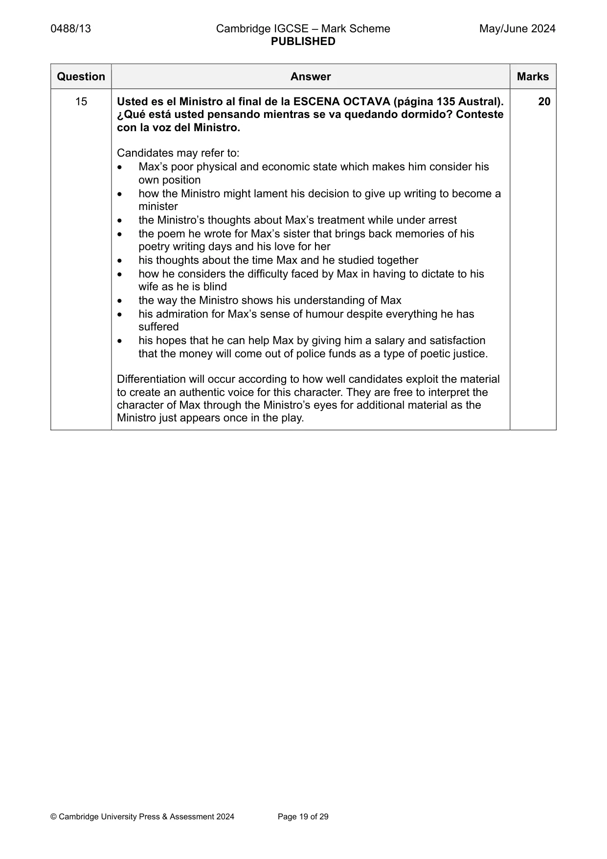 Mark scheme, page 19 of 29