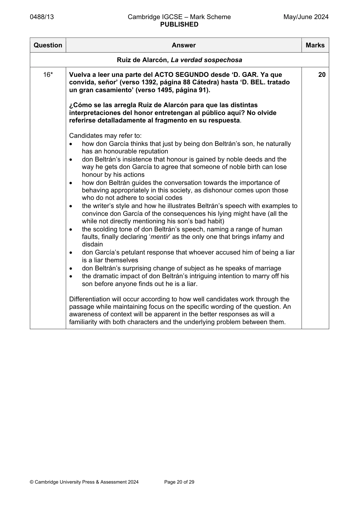 Mark scheme, page 20 of 29