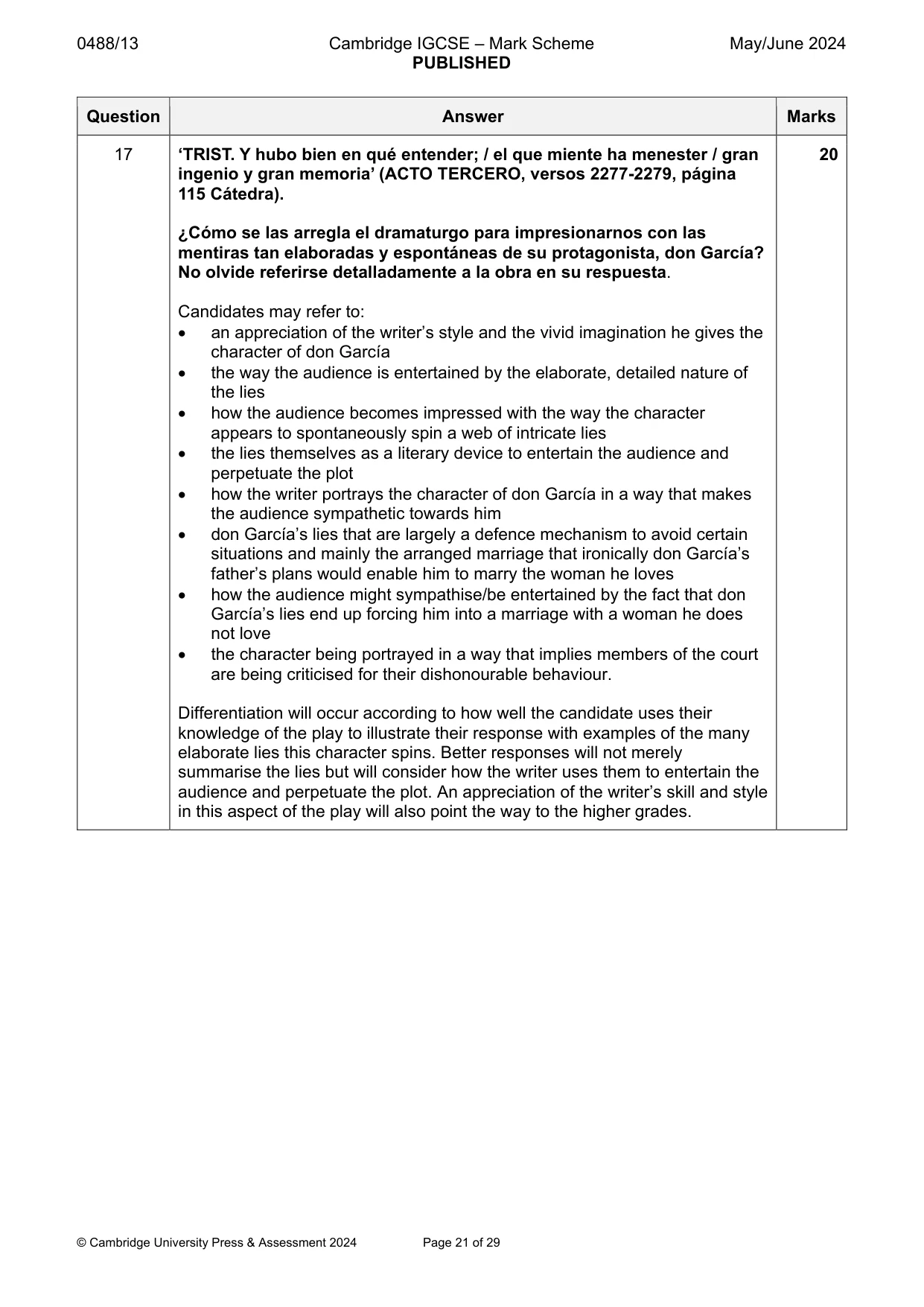 Mark scheme, page 21 of 29