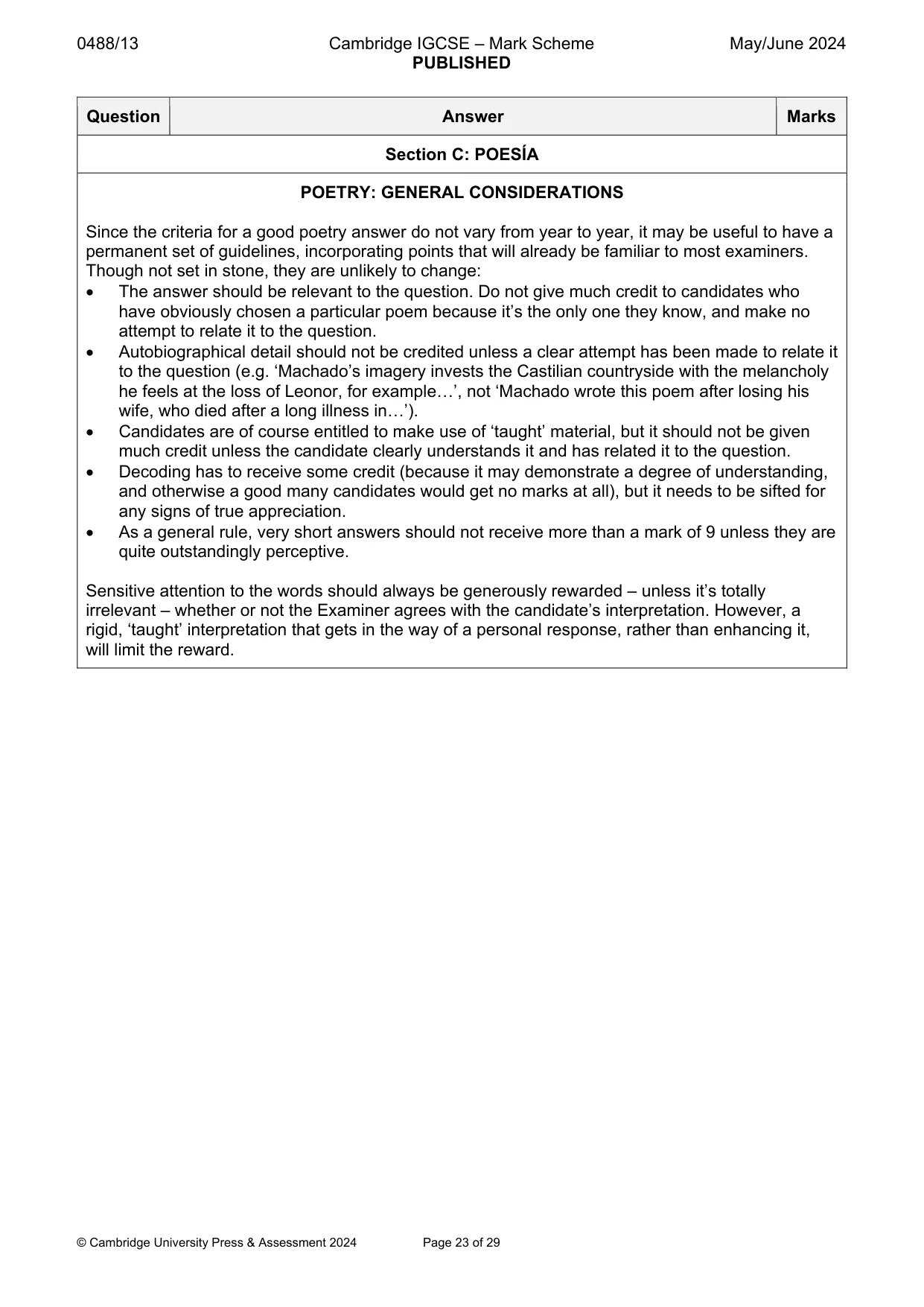 Mark scheme, page 23 of 29
