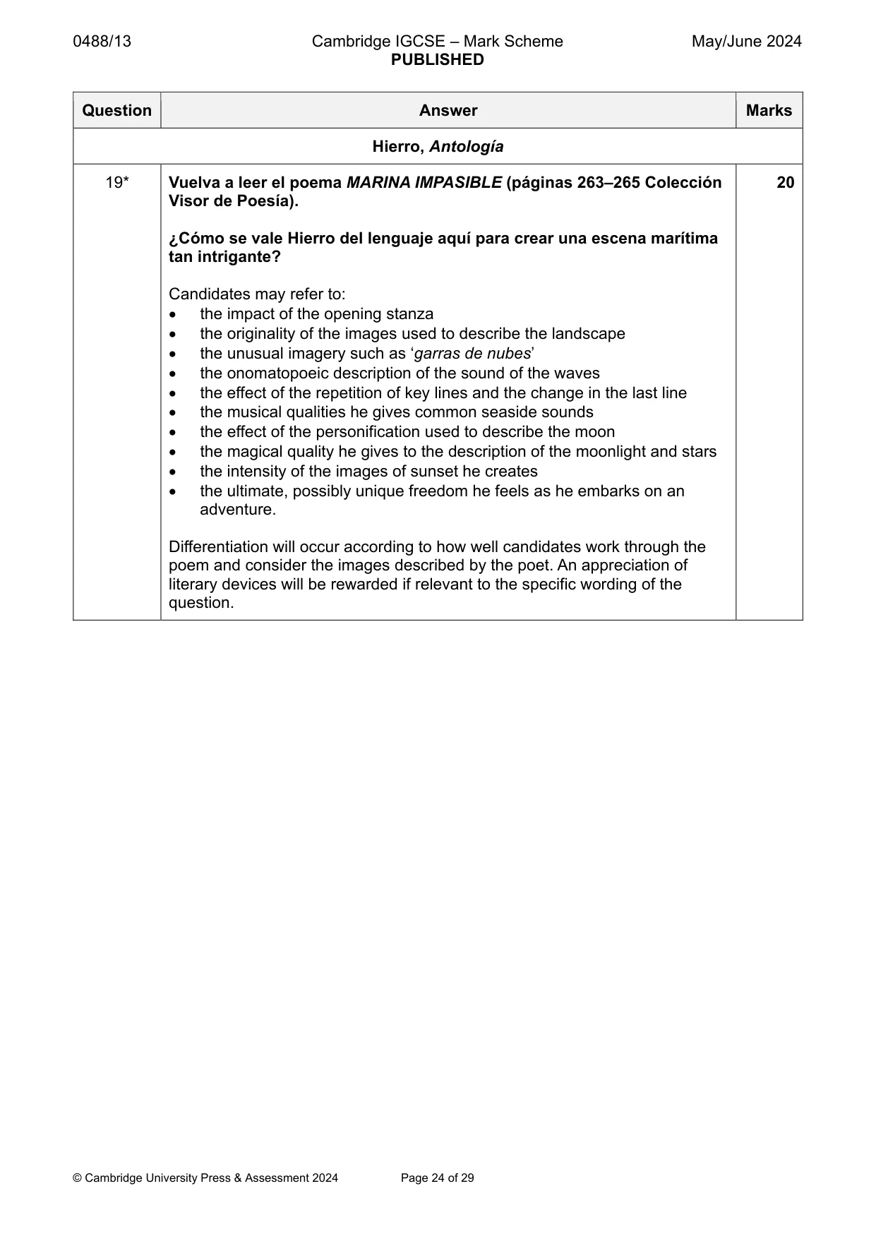 Mark scheme, page 24 of 29