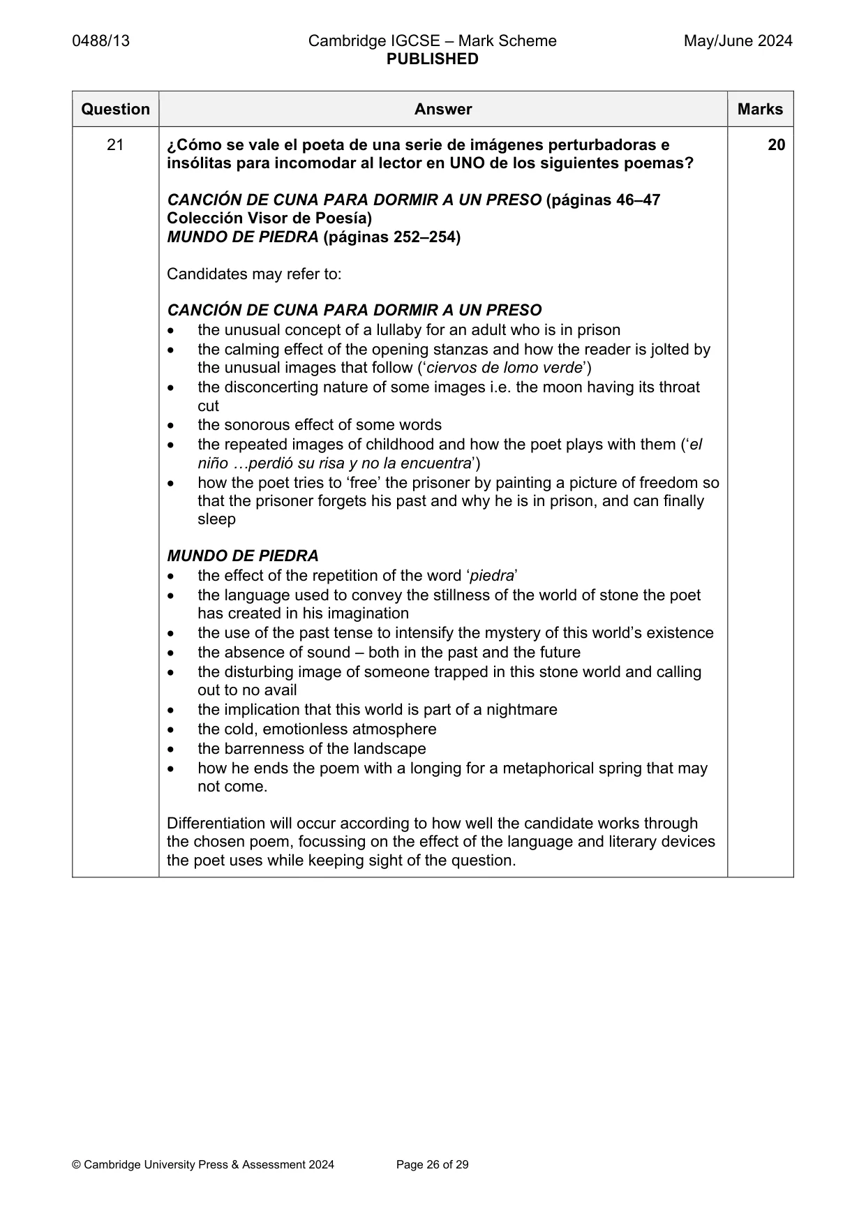 Mark scheme, page 26 of 29