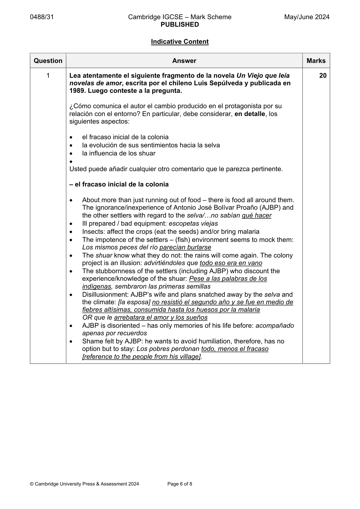 Mark scheme, page 6 of 8