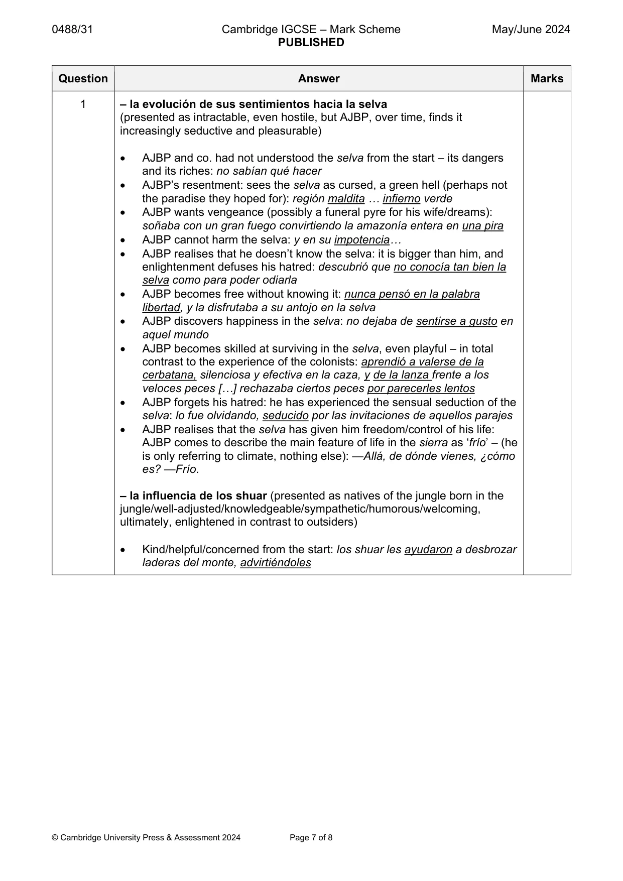 Mark scheme, page 7 of 8