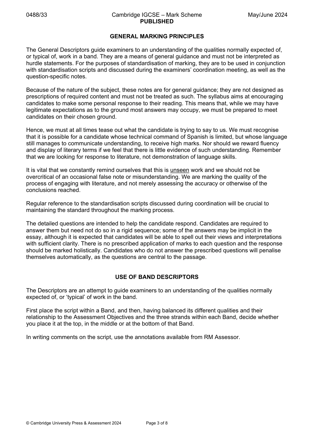 Mark scheme, page 3 of 8