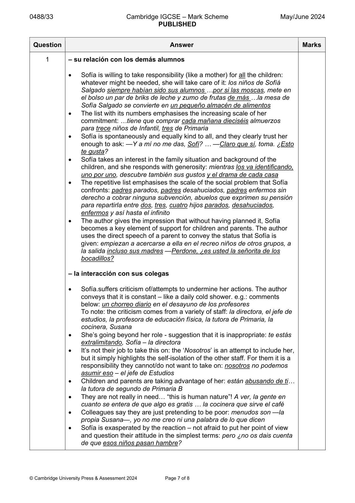 Mark scheme, page 7 of 8