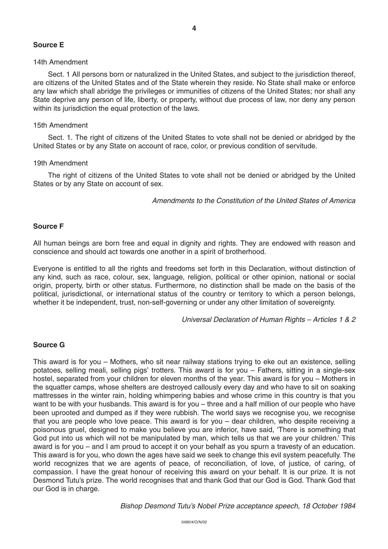 Cambridge IGCSE Religious Studies 0490 2002 Oct/Nov Paper 4 · Variant 1 question paper, page 4 of 8