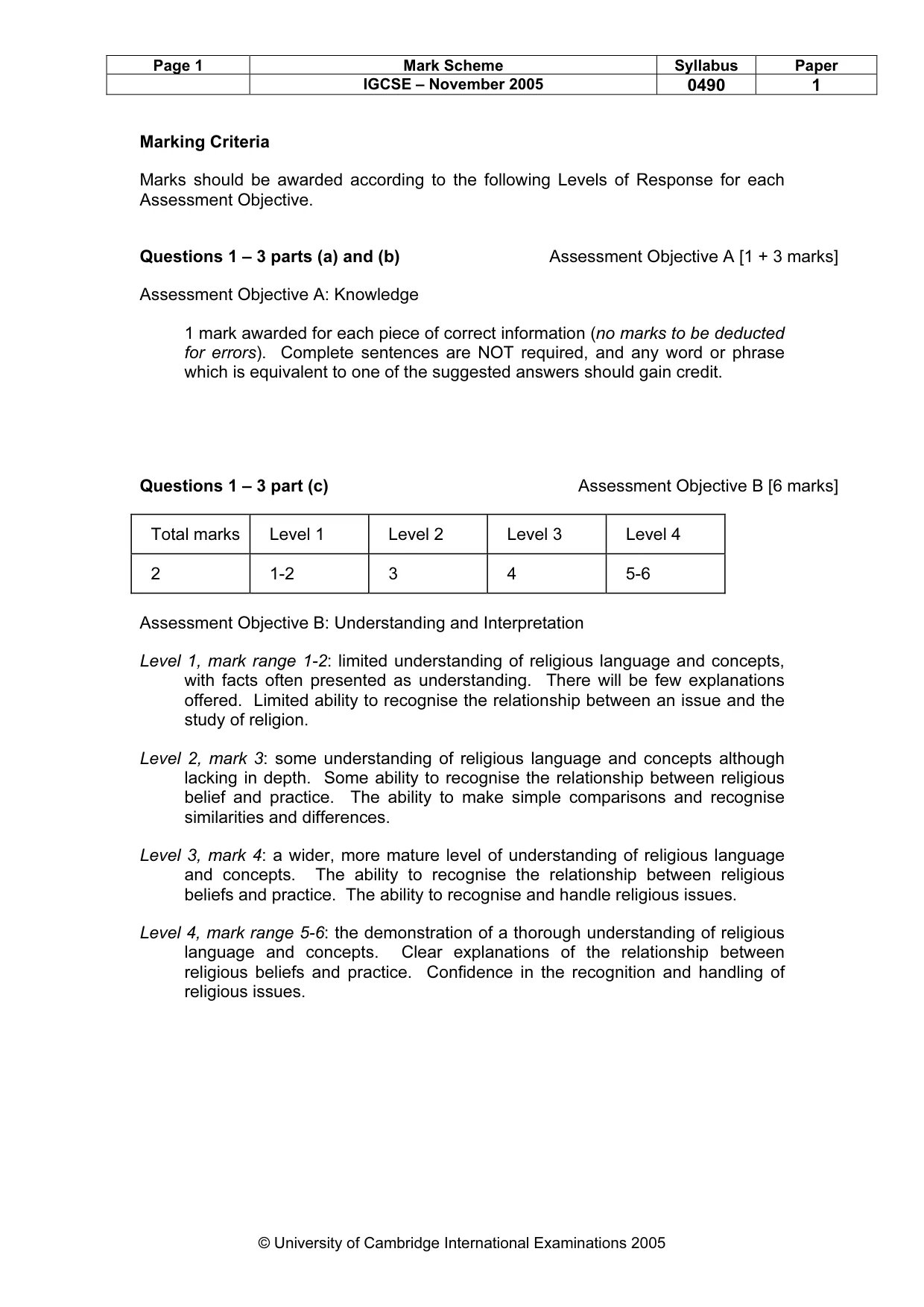 Mark scheme, page 2 of 8