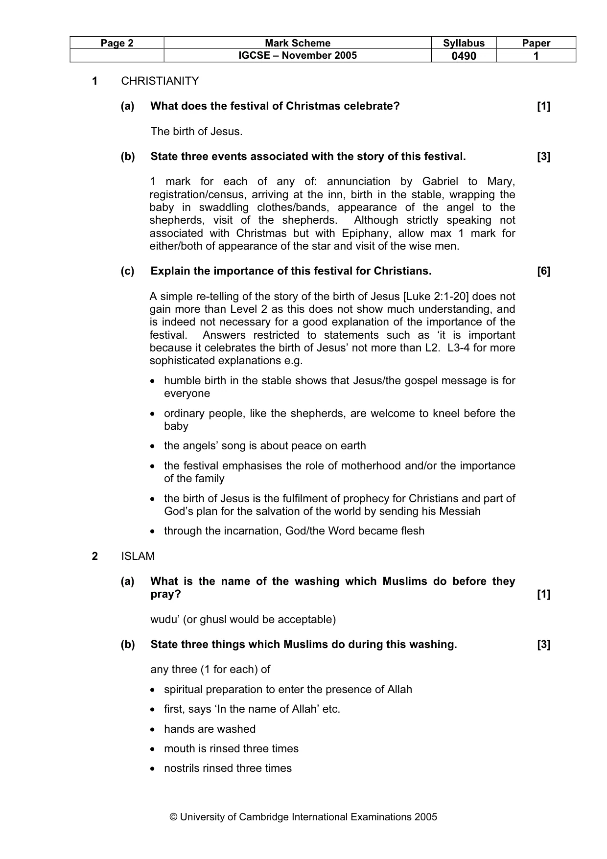 Mark scheme, page 3 of 8