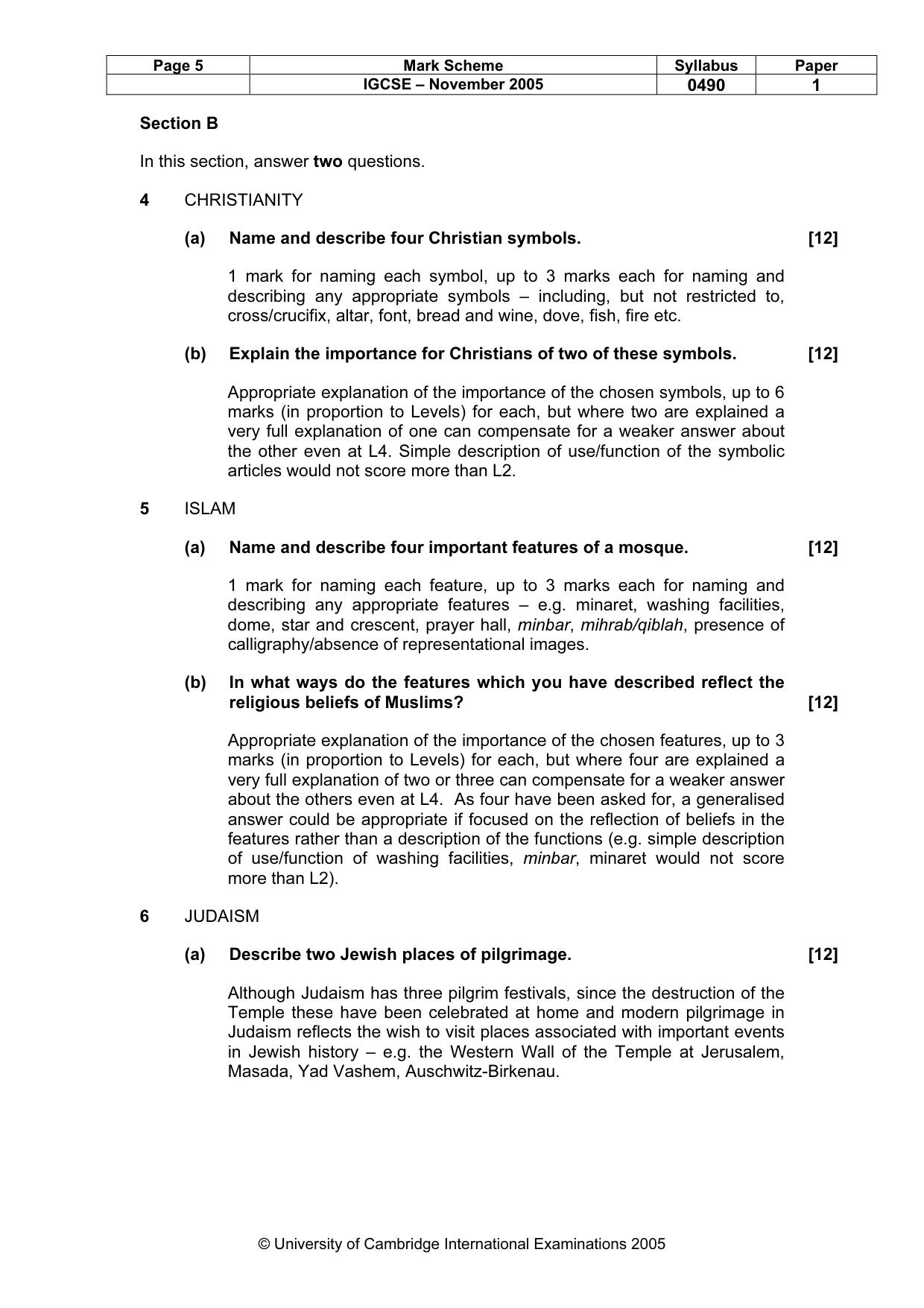 Mark scheme, page 6 of 8
