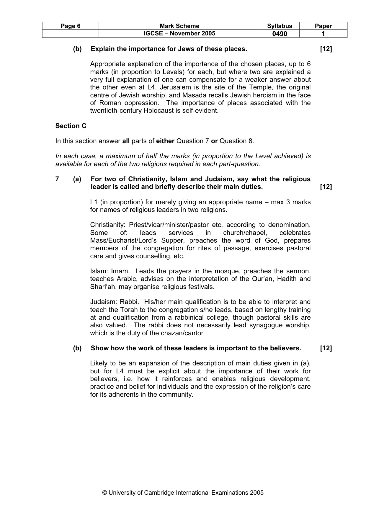 Mark scheme, page 7 of 8