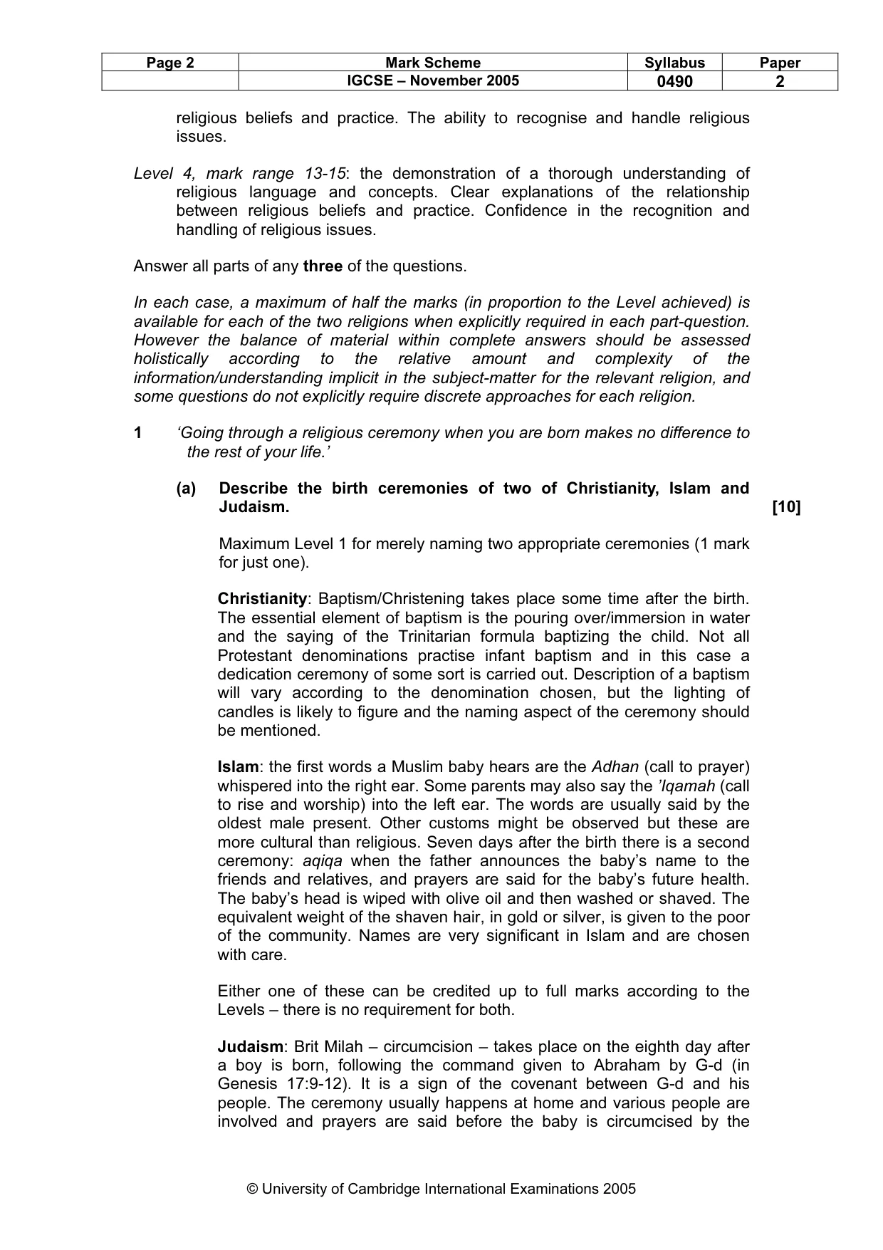 Mark scheme, page 3 of 7