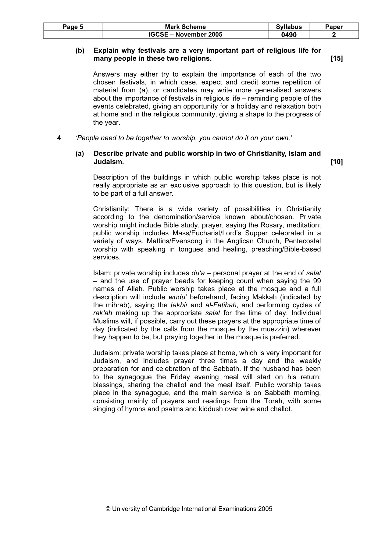 Mark scheme, page 6 of 7