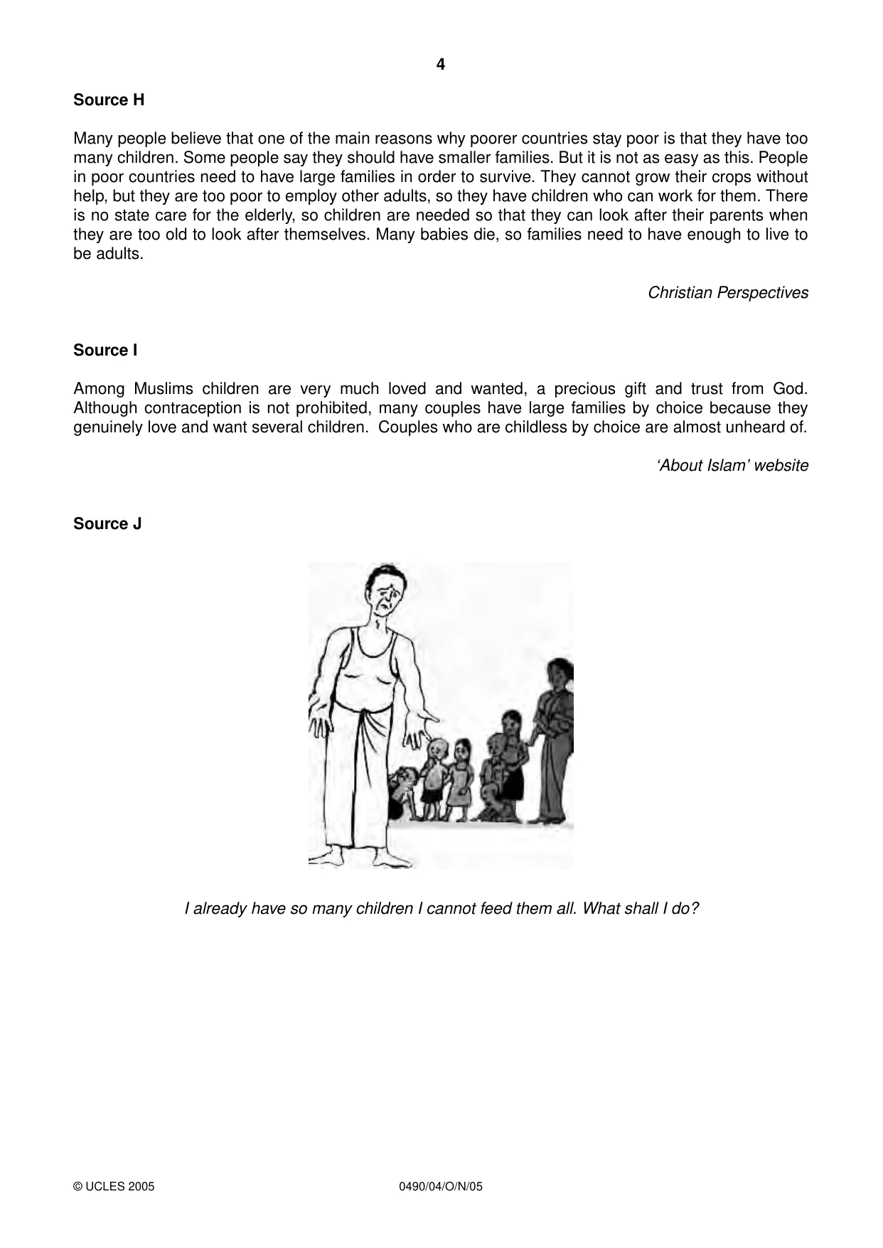 Cambridge IGCSE Religious Studies 0490 2005 Oct/Nov Paper 4 · Variant 1 question paper, page 4 of 8