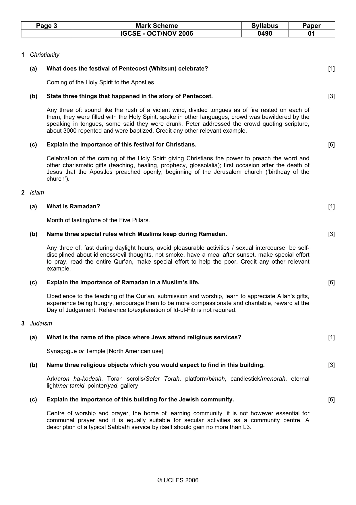 Mark scheme, page 3 of 7