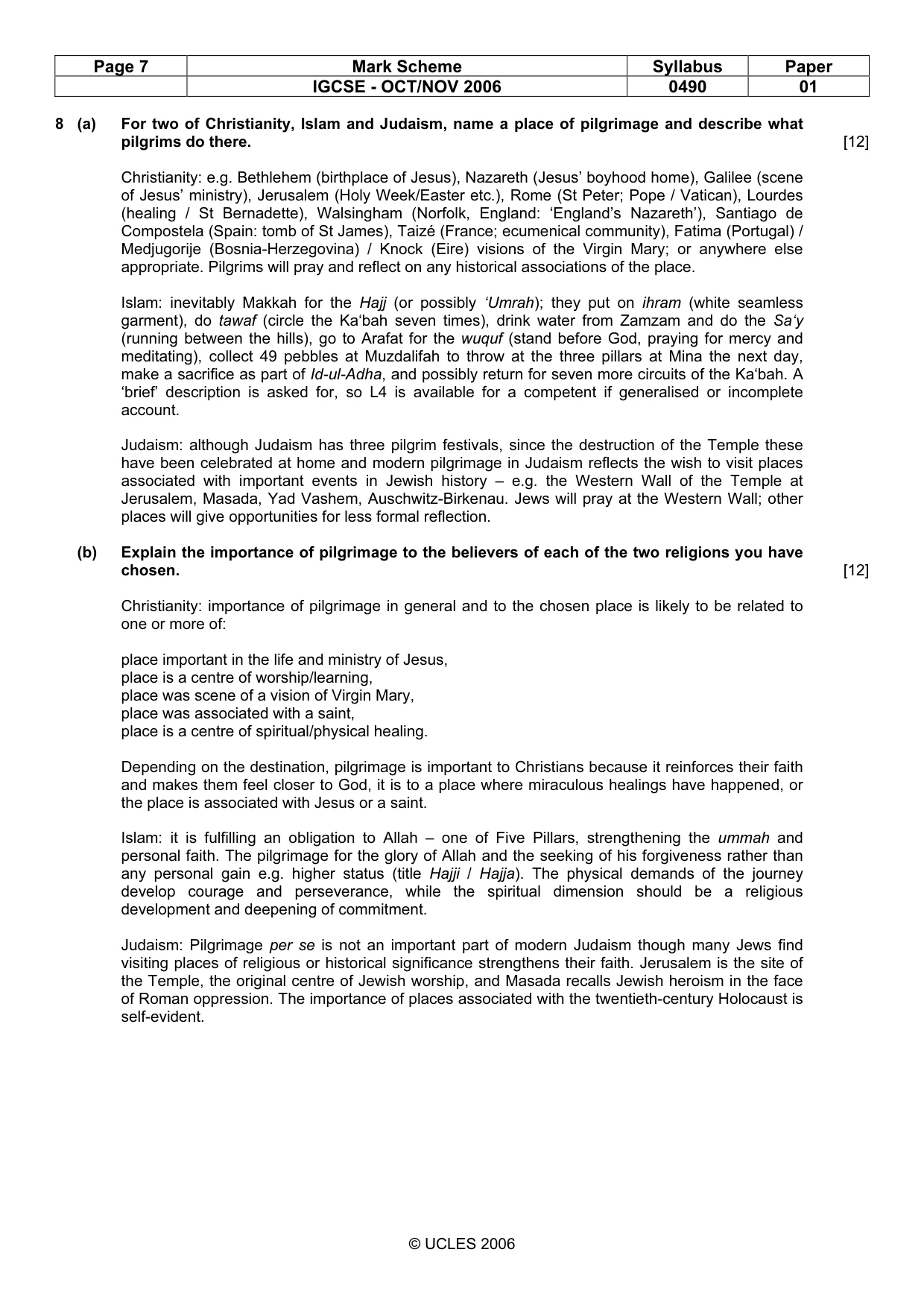 Mark scheme, page 7 of 7