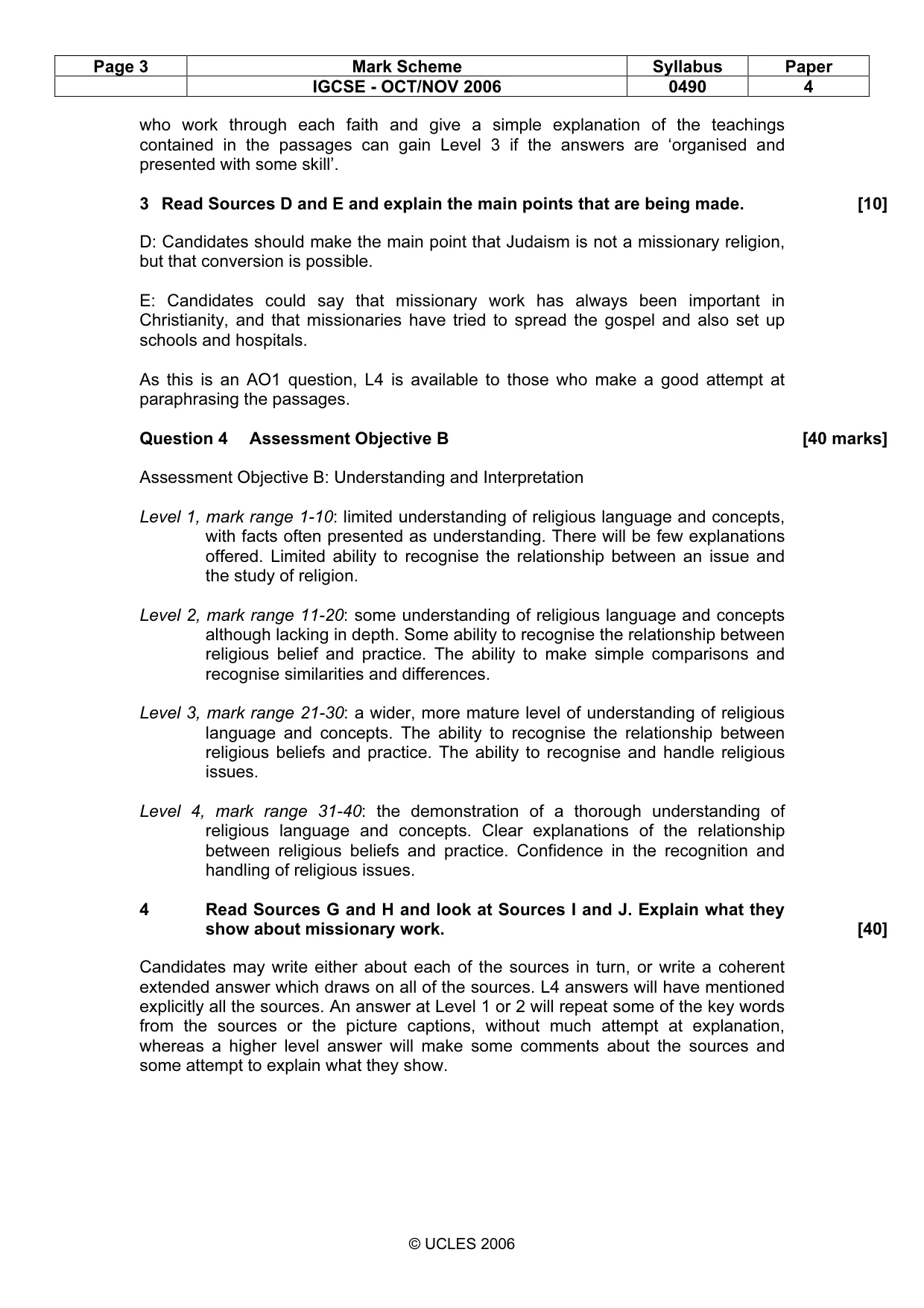Mark scheme, page 3 of 4