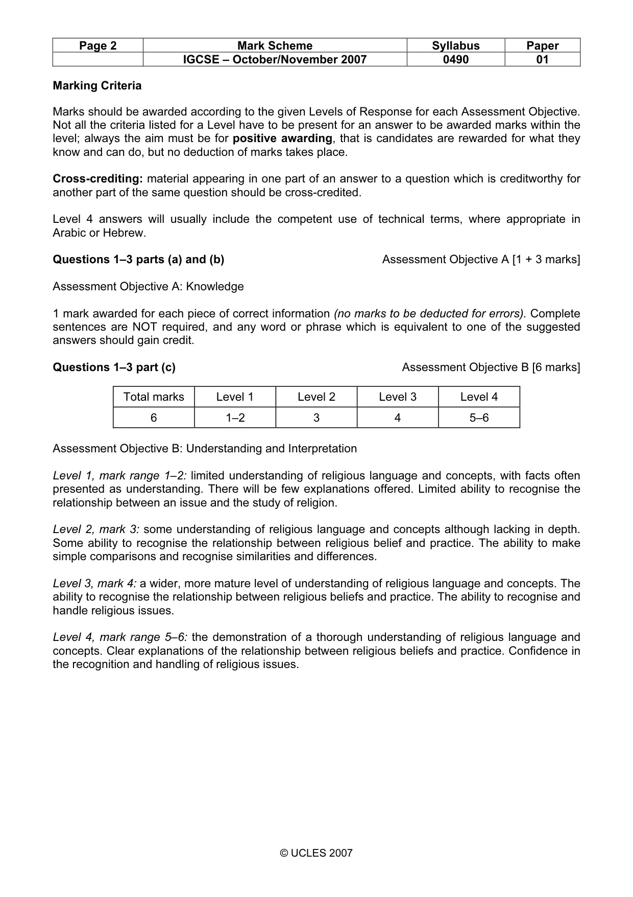 Mark scheme, page 2 of 11