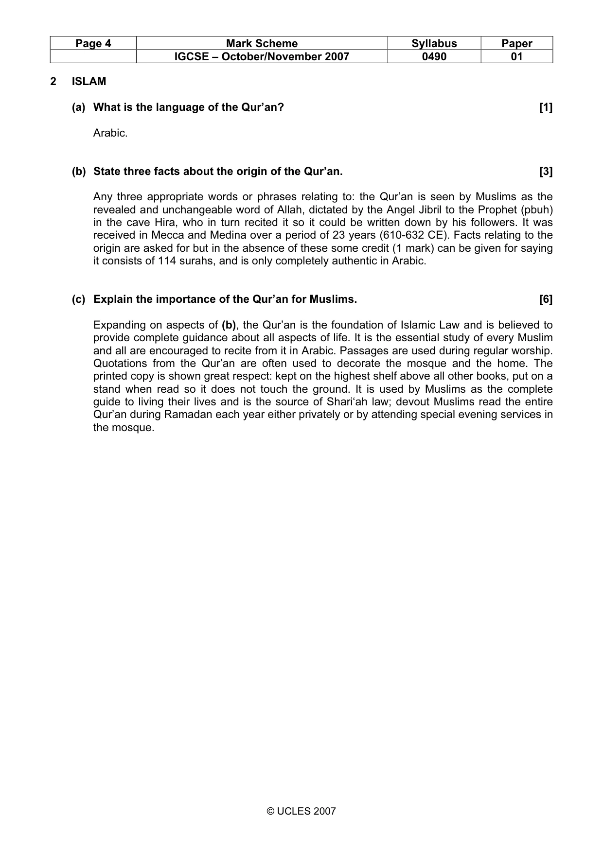 Mark scheme, page 4 of 11