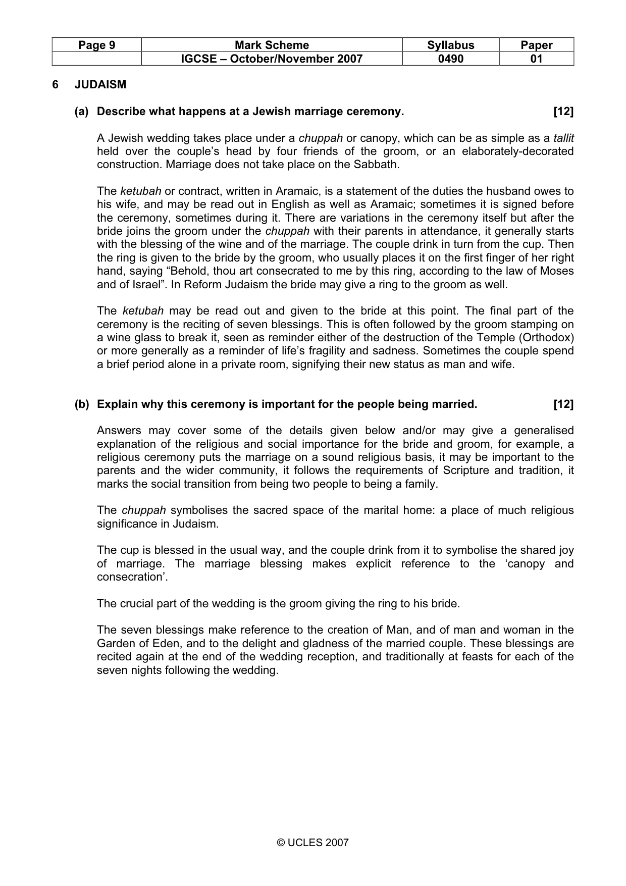 Mark scheme, page 9 of 11