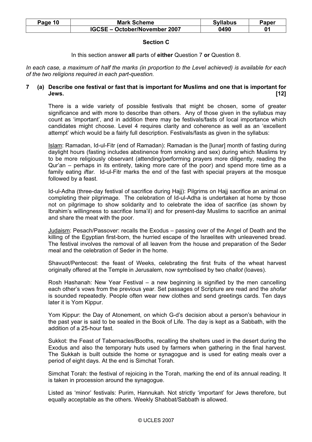 Mark scheme, page 10 of 11