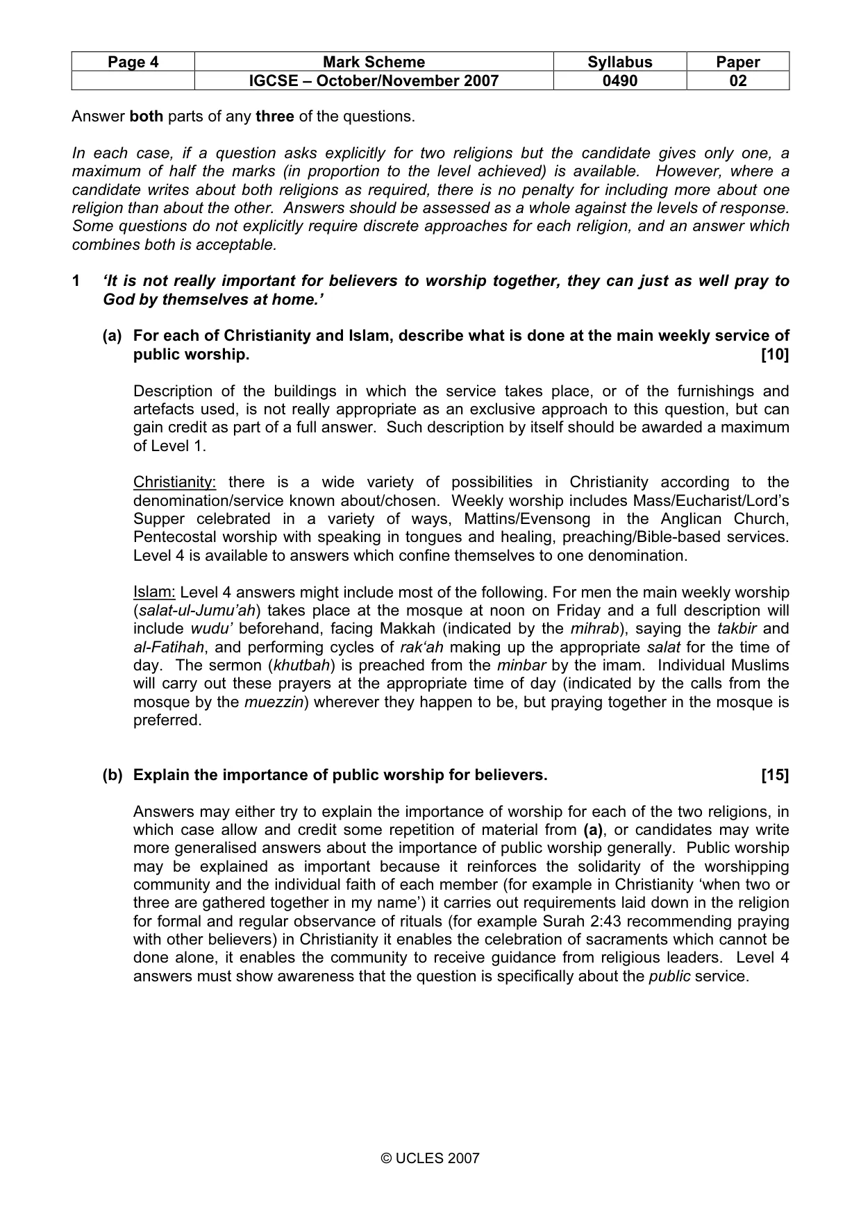 Mark scheme, page 4 of 8