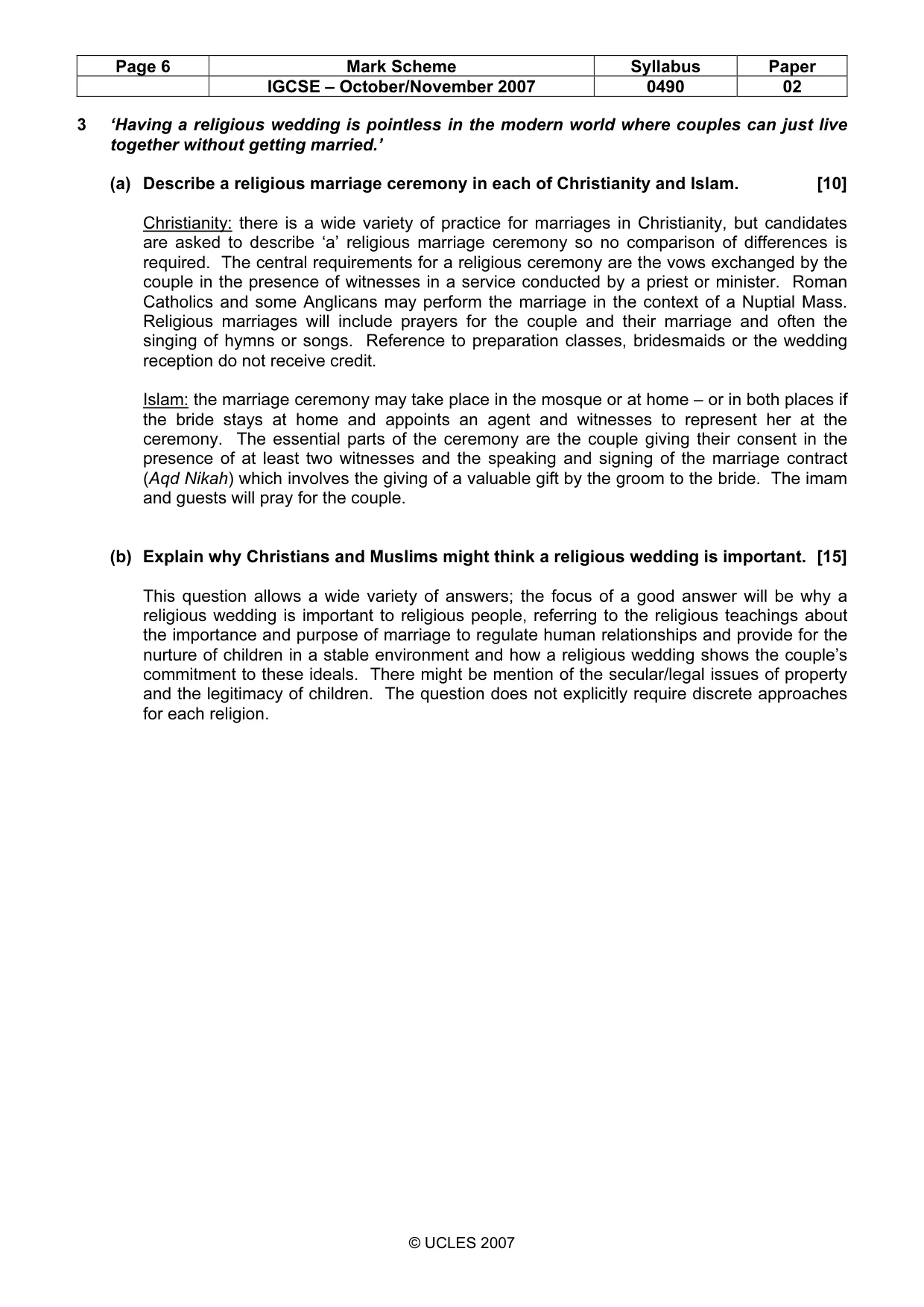 Mark scheme, page 6 of 8