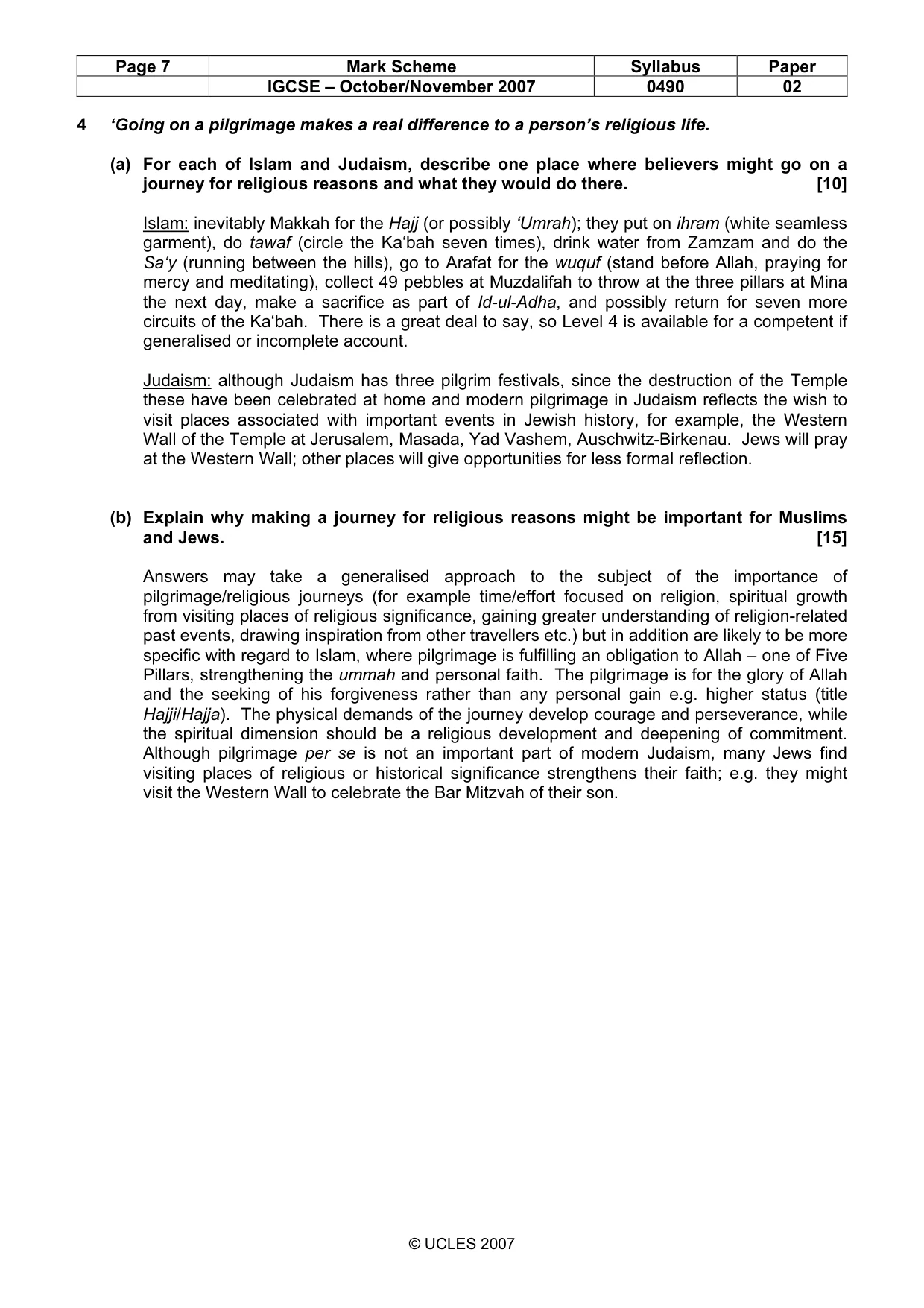 Mark scheme, page 7 of 8